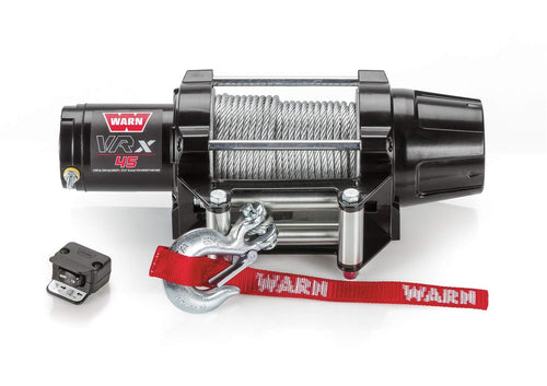 VRX 45 WARN Powersports Winch with Dash Mounted Switch and Steel Cable Wire Rope: 1/4" Diameter x 50' Length, 2.25 Ton (4,500 lb) Capacity