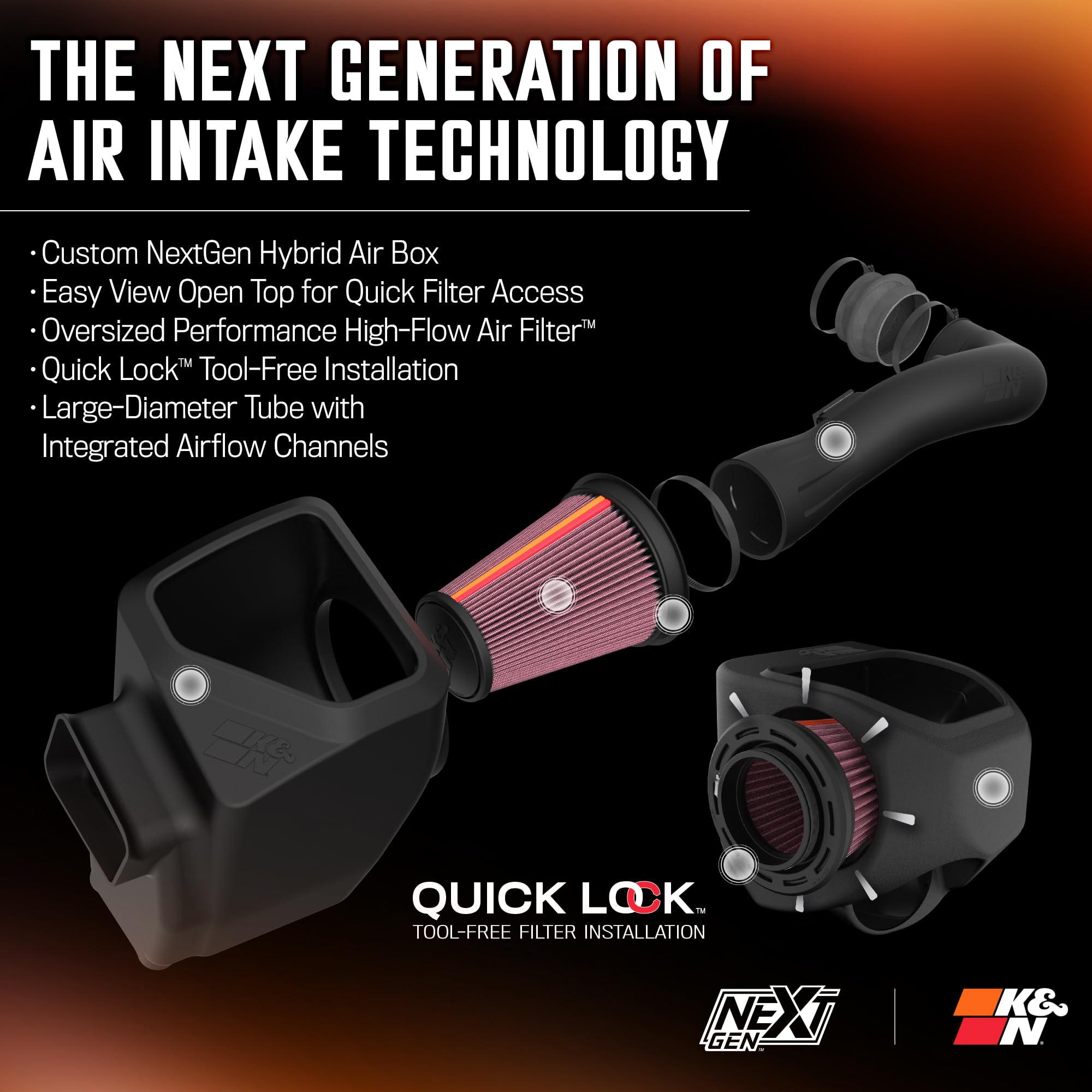 NextGen K&N Cold Air Intake System: High-Flow Cotton Filter: Compatible with 2009-2014 Cadillac/Chevrolet/GMC: Escalade, Avalanche, Silverado, Suburban, Tahoe, Sierra, Yukon, 50-3070