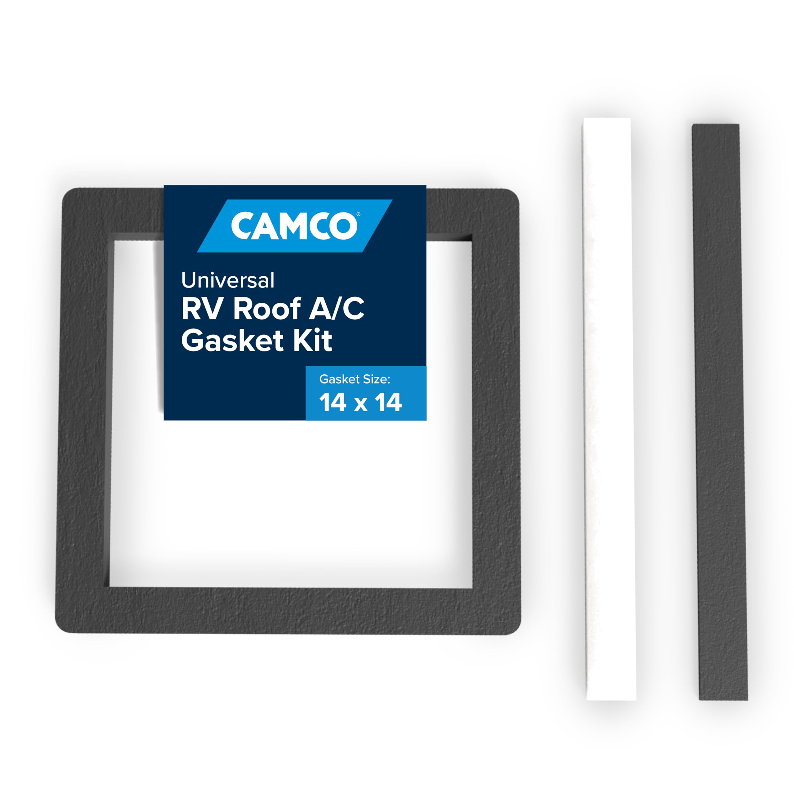 Universal Camper Roof A/C Gasket Kit Camco 14-Inch x 14-Inch - Features a Waterproof Compression Seal, Self-Adhesive Picture Frame Gasket, and Self-Adhesive Leveling Pads (25071)