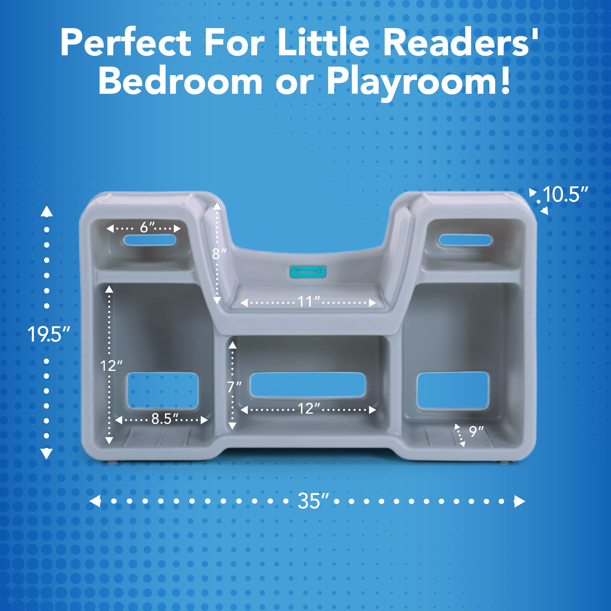 Cozy Cubby Book Nook Simplay3, Kids Bookshelf and Storage with Built-in Reading Seat, Fully Assembled, Made in USA