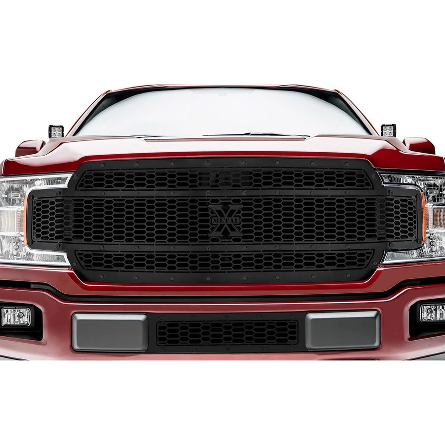 F-150 Limited, Lariat 2018-2020 Stealth Laser X Bumper Grille, Black, 1 Pc, Overlay, Black Studs - PN #7725891-BR