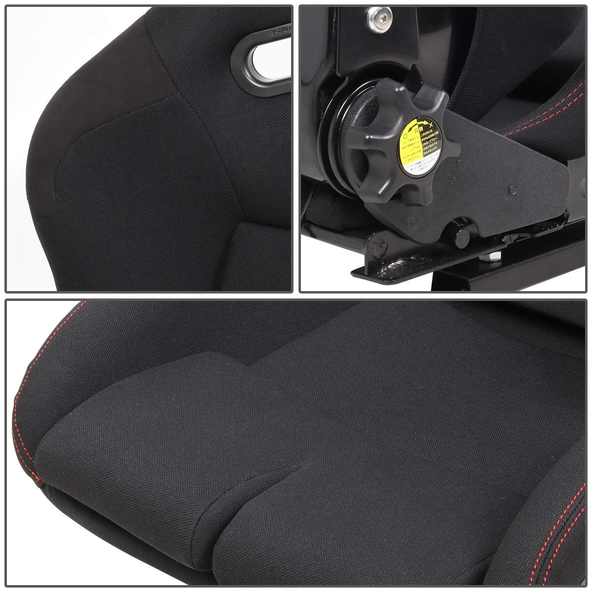 NRG Innovations Universal Recline NRG-RSC-400BK Bucket Seat, Adjustable Reclining Back Racing Seat, Black Cloth FRP Frame w/Bottom Mount, Medium Size