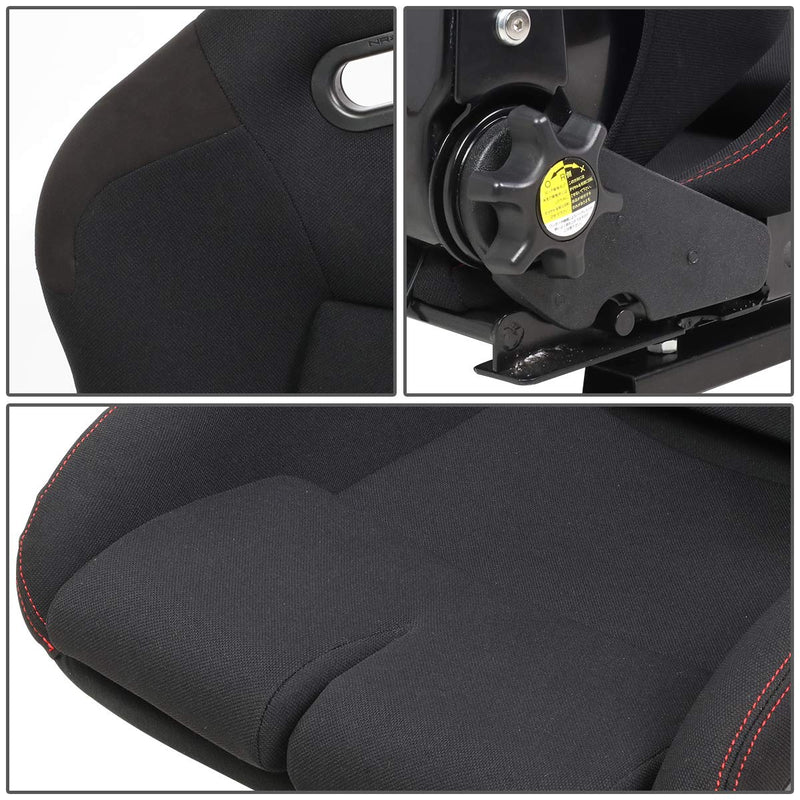 NRG Innovations Universal Recline NRG-RSC-400BK Bucket Seat, Adjustable Reclining Back Racing Seat, Black Cloth FRP Frame w/Bottom Mount, Medium Size