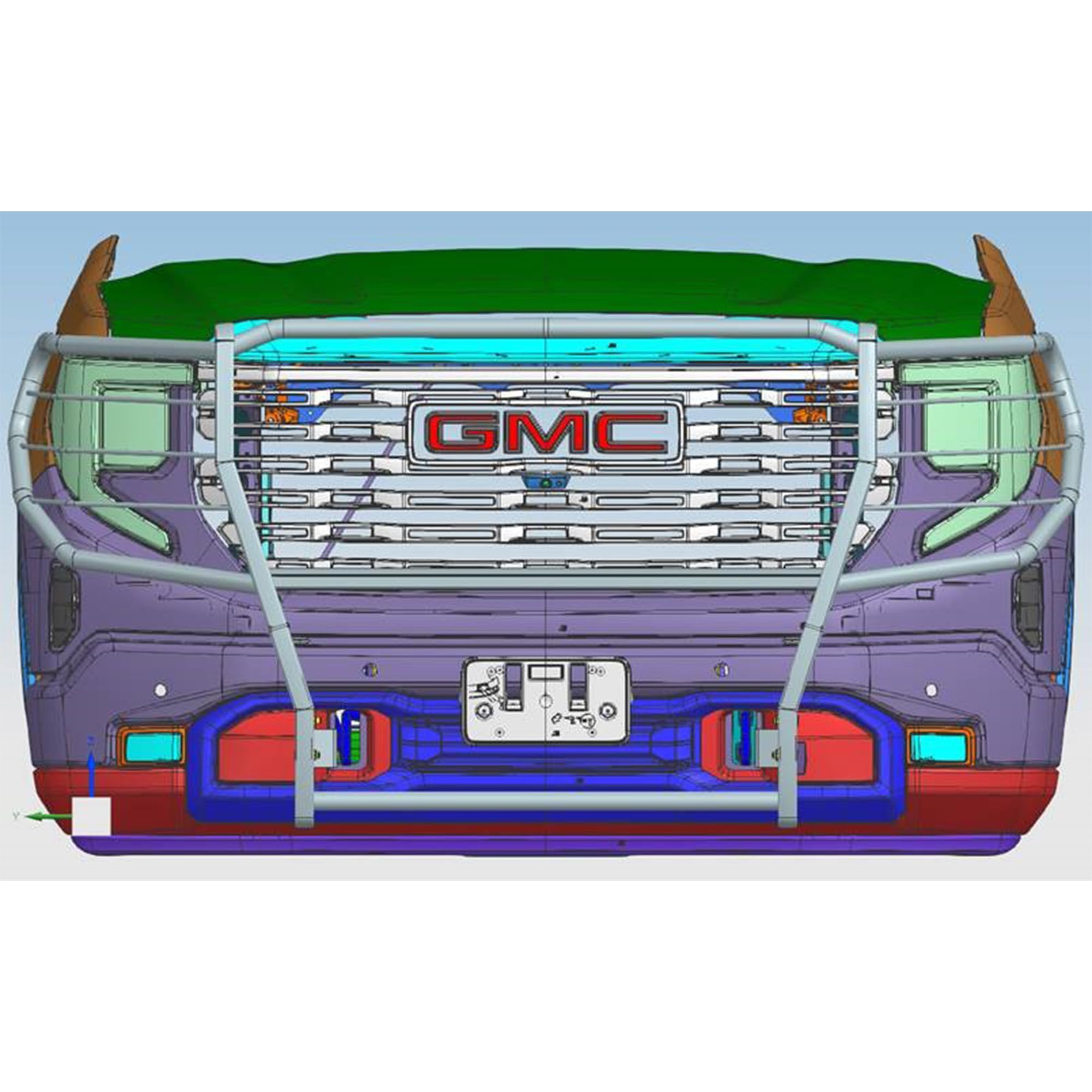 Bumper Guard Modular Black Black Horse Grille brush Compatible with 2022-2024 GMC Sierra 1500-17GS13MA