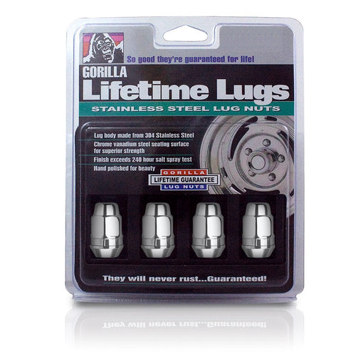 Stainless Steel Gorilla Automotive 91187SS Lifetime Lug Nuts (1/2" Thread Size) - Pack of 4