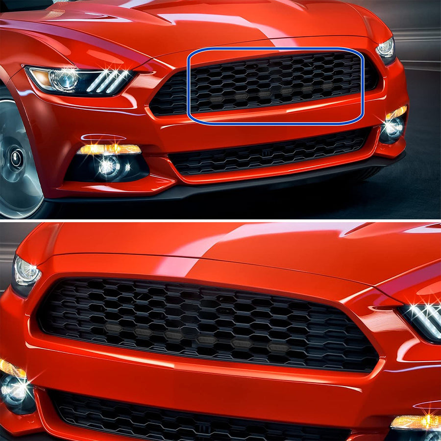 Smoke SPEC-D TUNING Front Grille Insert Led Drl Driving Lights Compatible with Ford Mustang 2015-2017 L+R Pair Assembly