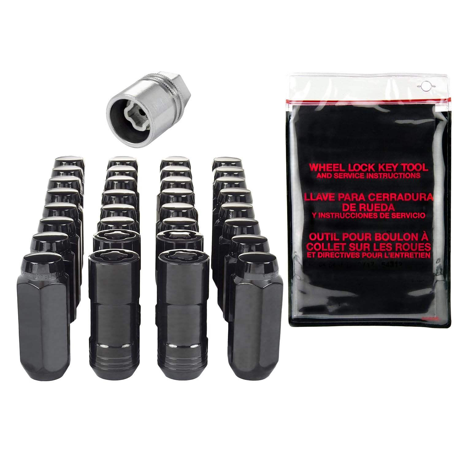 Cone Seat McGard 84817 Black (M14 x 2.0 Thread Size) Wheel Installation Kit for 8-Lug Wheels, 28 Lug Nuts / 4 Locks / 1 Key / 1 Storage Pouch