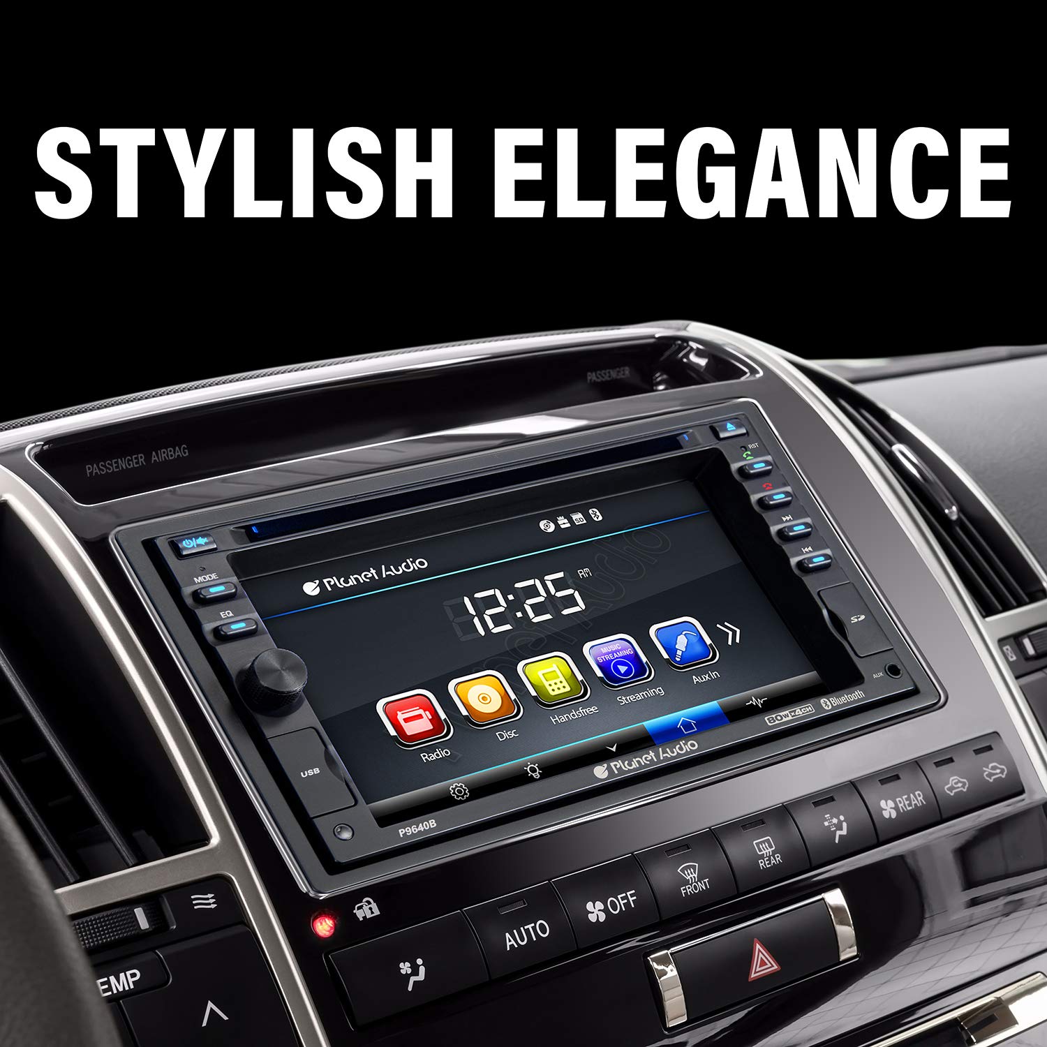 Car Audio Stereo System Planet Audio P9640B - 6.2 Inch Double Din, LCD Touchscreen, Bluetooth Audio and Hands-Free Calling, CD Player, DVD, USB, SD, AUX in, AM/FM Radio Receiver