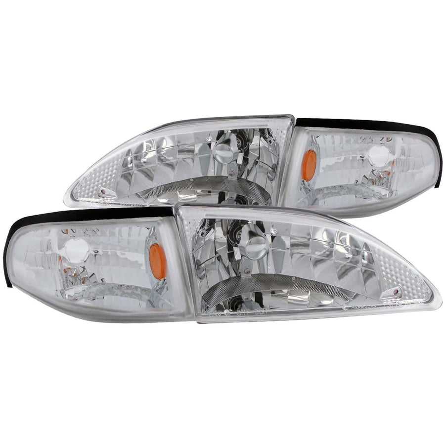 Ford Mustang Anzo USA 121262 Crystal Clear w/Amber Reflectors Headlight Assembly - (Sold in Pairs)