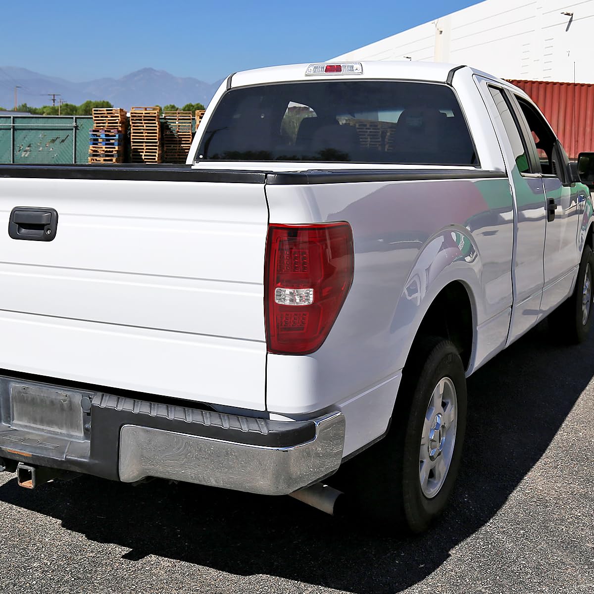 Red SPEC-D TUNING Tail Lights w/LED Bar Compatible with 2009-2014 Ford F150, Left + Right Pair Assembly