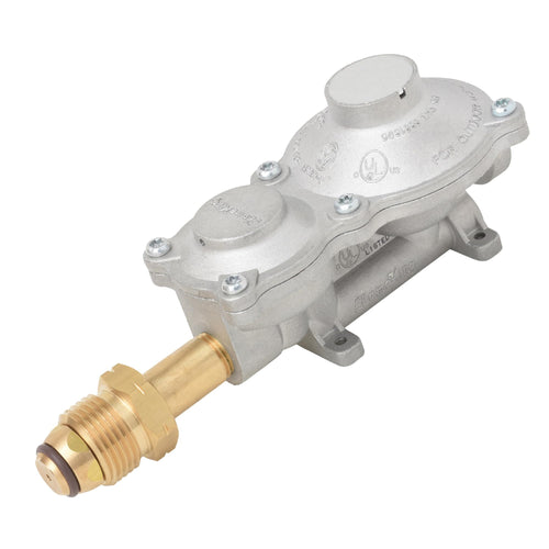 160,000 BTU Flame King Horizontal Mounted 2-Stage Propane LP Regulator with POL for RVs, Vans, Trailers, Campers, 100LB Tanks, ASME Tanks, Generators