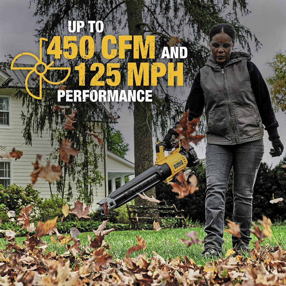 20V MAX* DEWALT XR Leaf Blower, Cordless, Handheld, 125-MPH, 450-CFM (Tool Only-Battery & Charger not Included) (DCBL722B)