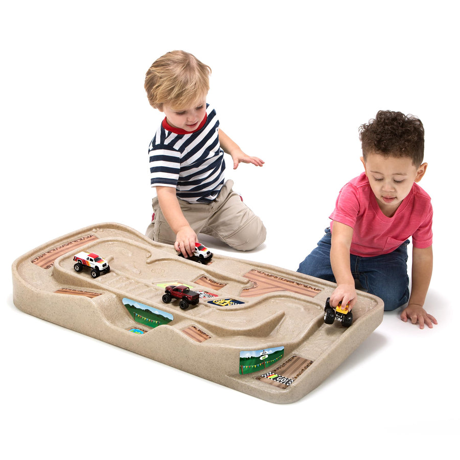 Simplay3 Kids Race Track Toy Car Train Table Portable Carry and Go, 2-Sided No Assembly for Children 3 4 5 6 7 Years Old Boys Girls, Made in USA