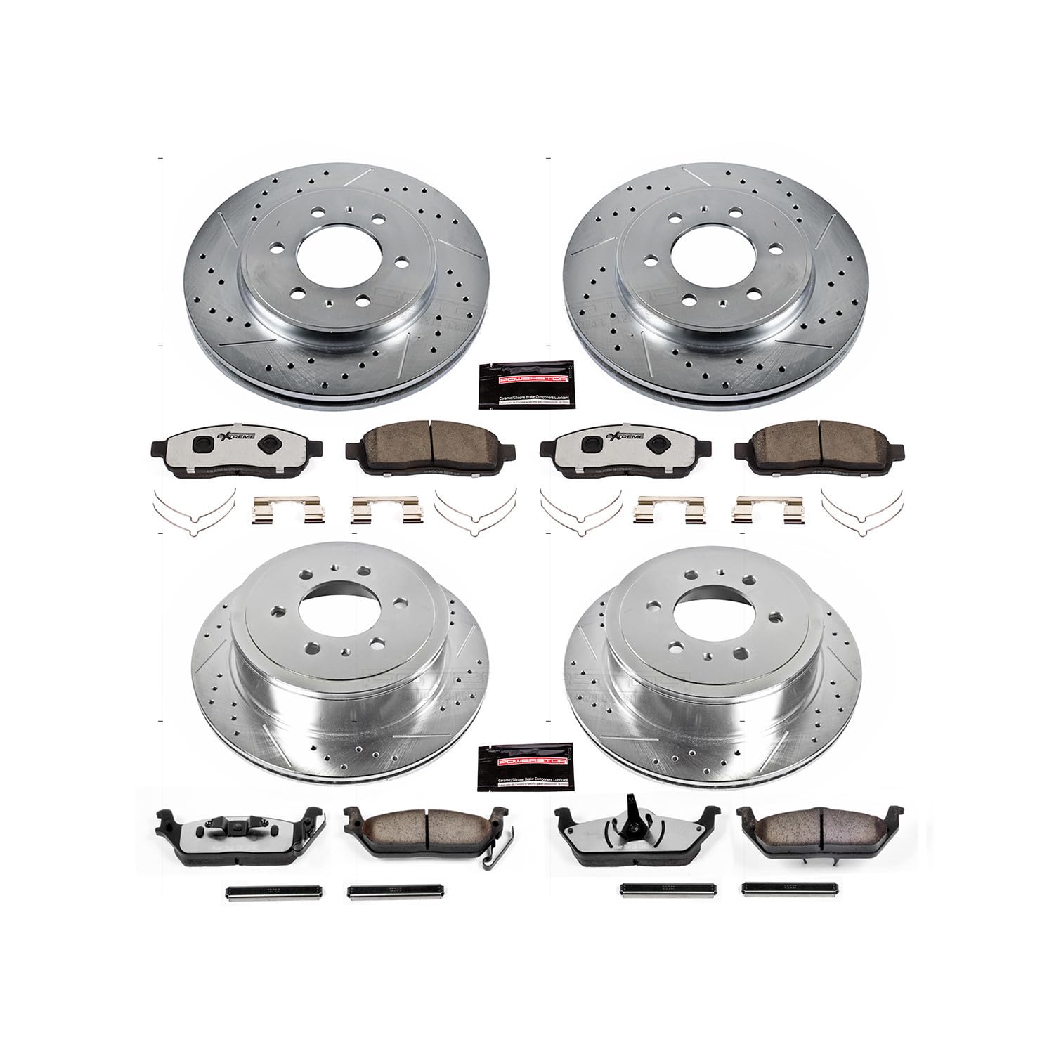 Power Stop Z36 Truck & Tow Brake Kit K5335-36 Front and Rear, Carbon Fiber Ceramic Brake Pads and Drilled/Slotted Brake Rotors For Ford F-150 2009 [Model Specific]