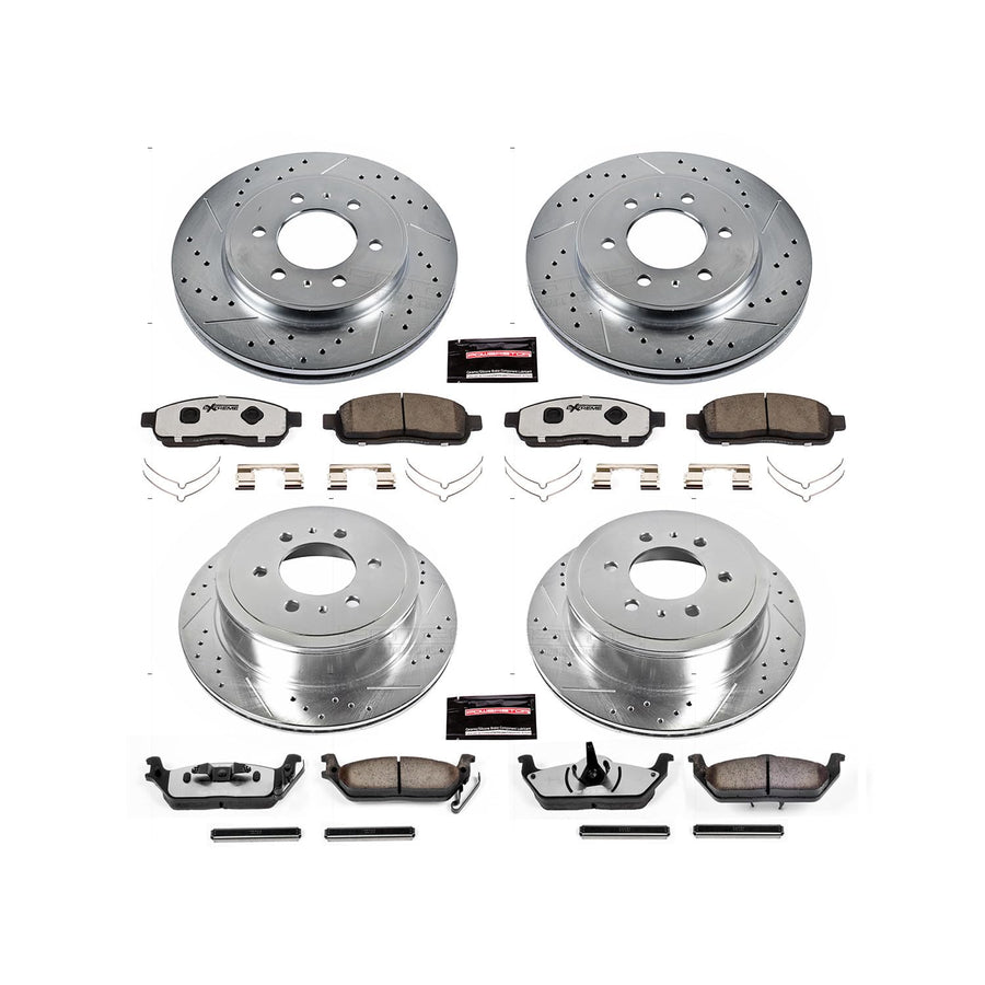 Power Stop Z36 Truck & Tow Brake Kit K5335-36 Front and Rear, Carbon Fiber Ceramic Brake Pads and Drilled/Slotted Brake Rotors For Ford F-150 2009 [Model Specific]