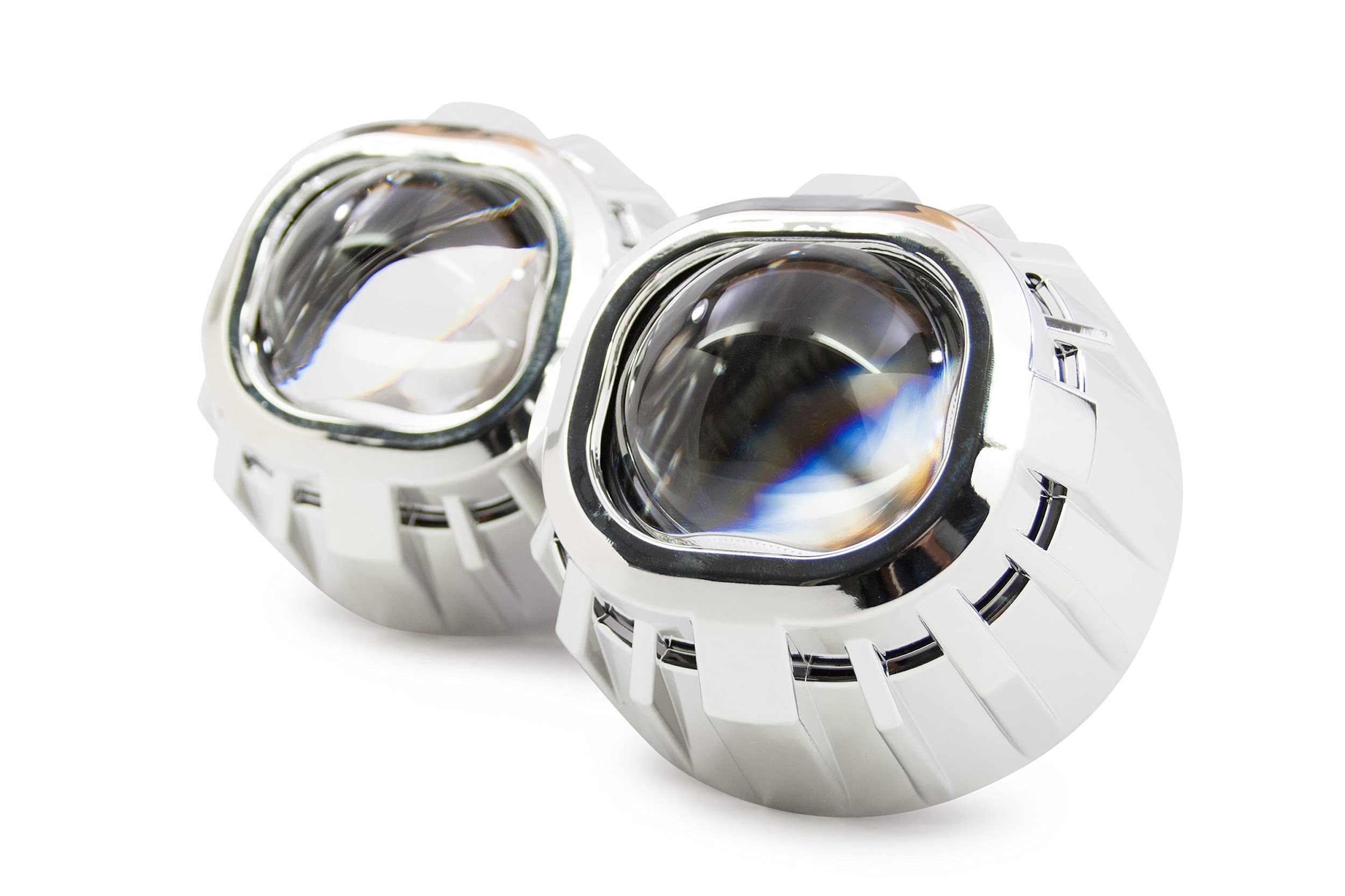 Gatling Gun 2.0 Morimoto Square Projector Shroud, Chrome Finish Bezel with Mounting Clips for Custom Projector Retrofits (1x S300)