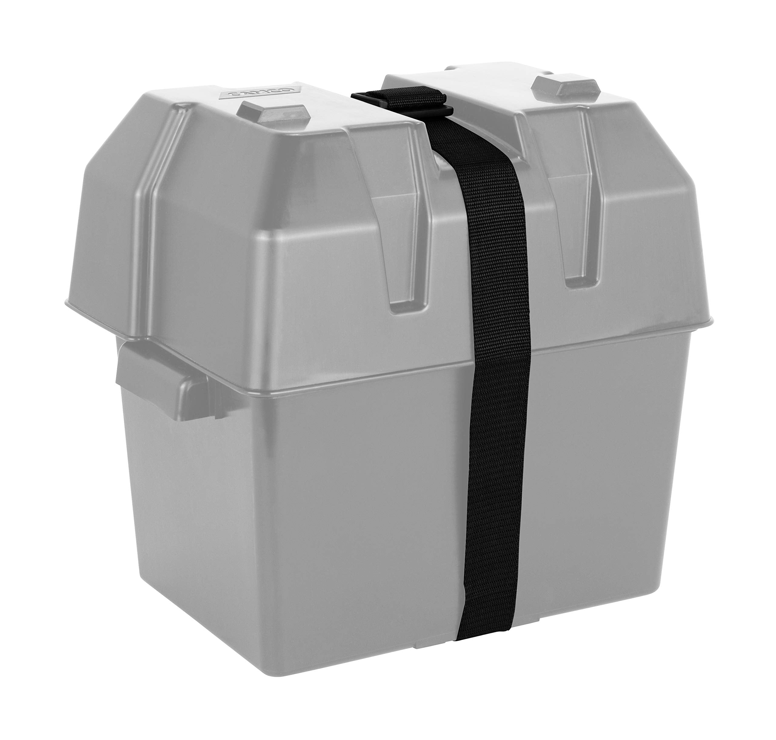 Camco Battery Box Strap with Buckle RV/Marine | Safely Secures Your Battery Box | Compatible with All Battery Boxes (55360), Black