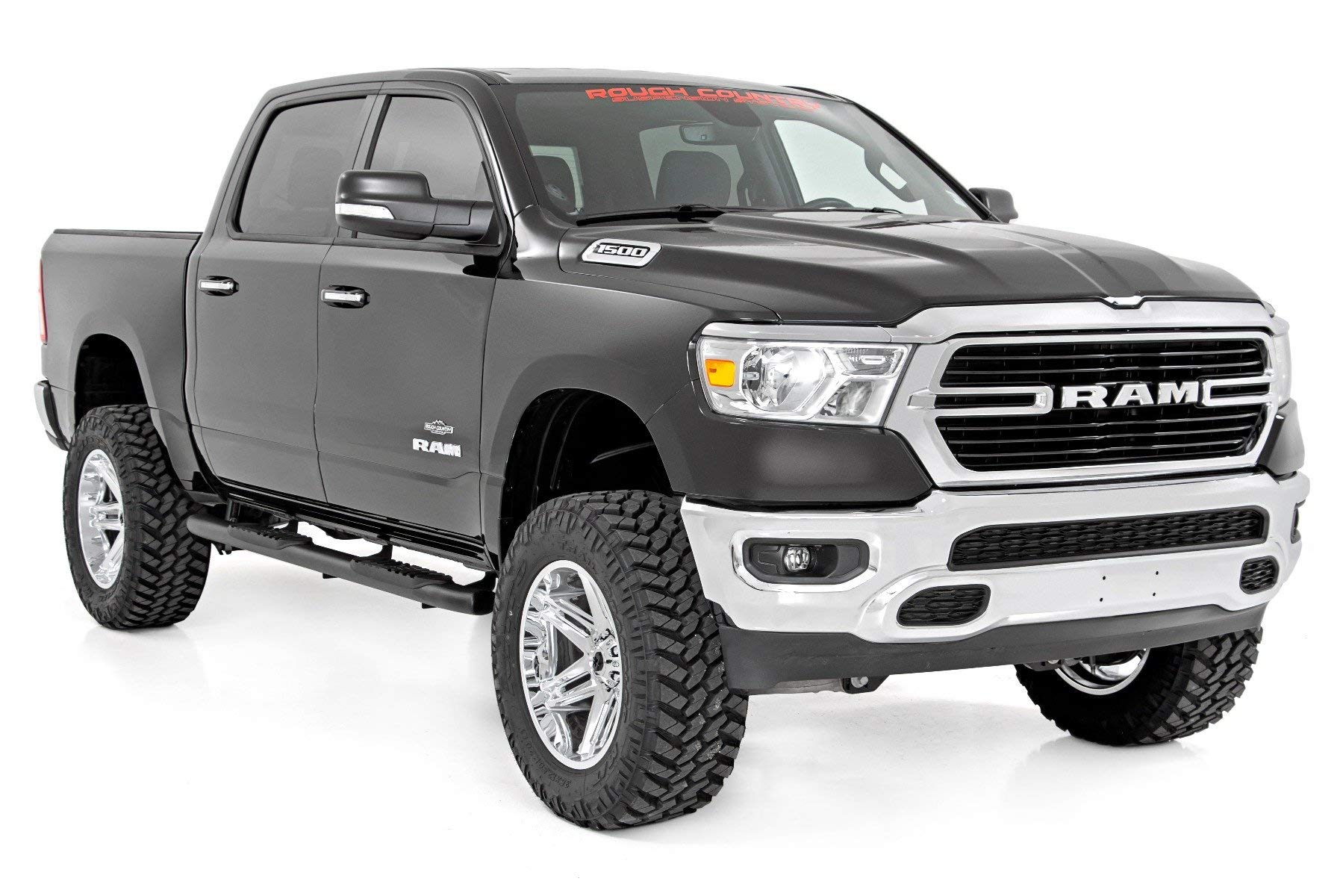 Rough Country Nerf Steps Oval for Ram 1500 (2019-2025) 1500 TRX (2021-2026) Crew Cab - OEM Style Rails with Built-in Side Steps