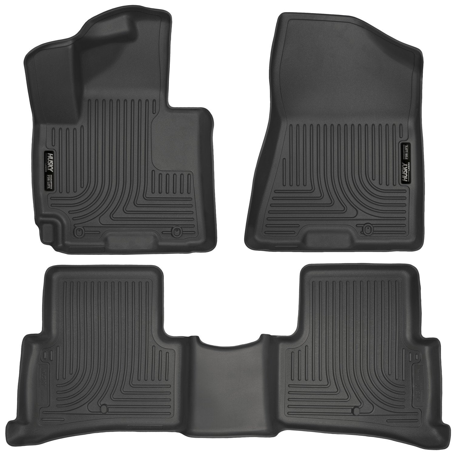 Weatherbeater Husky Liners Floor Mats | Fits 2016-2018 Hyundai Tucson | Front & 2nd Row, 3-pc Black - 99681