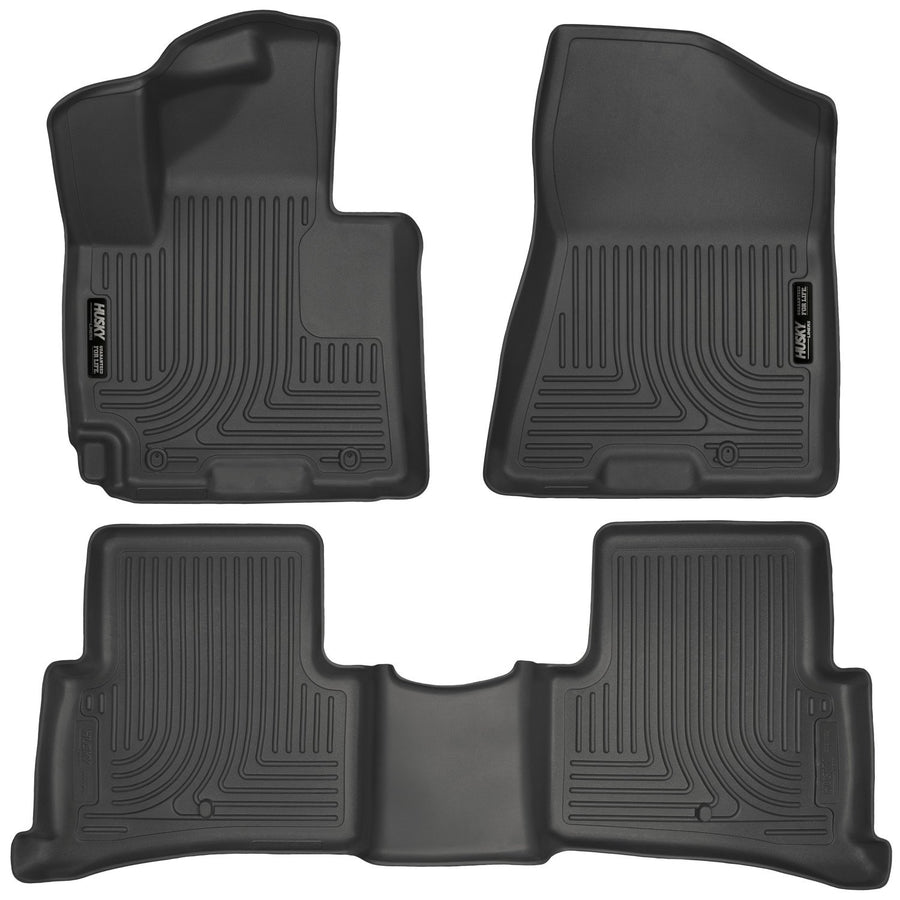 Weatherbeater Husky Liners Floor Mats | Fits 2016-2018 Hyundai Tucson | Front & 2nd Row, 3-pc Black - 99681