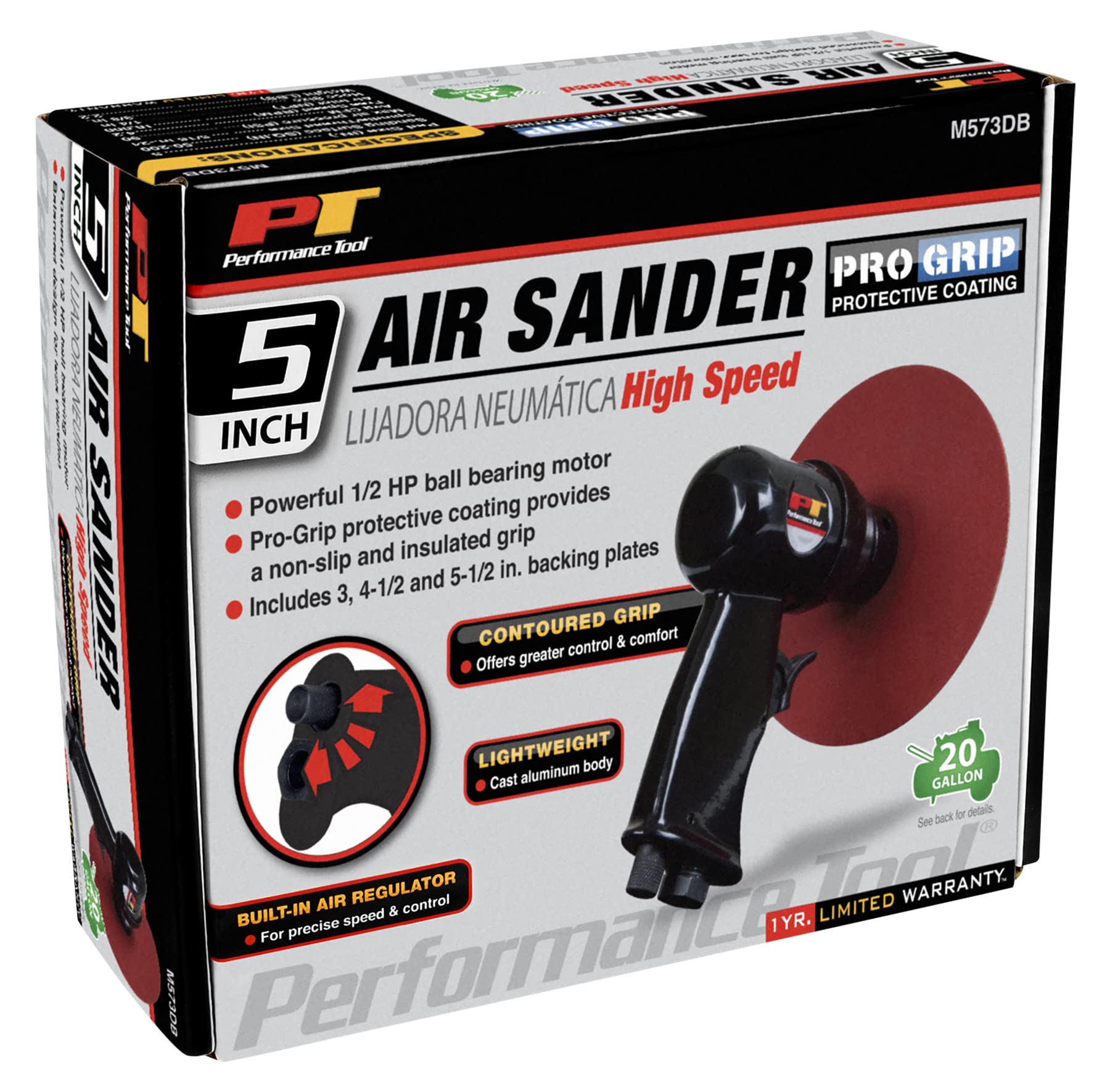 5-Inch Performance Tool M573DB High Speed Sander with Adjustable Speed Control and Dust Collection System for Efficient Sanding and Polishing Jobs