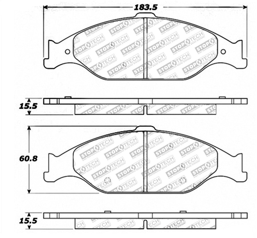 Front StopTech 308.08040 Brake Pads with Shims and Hardware Street