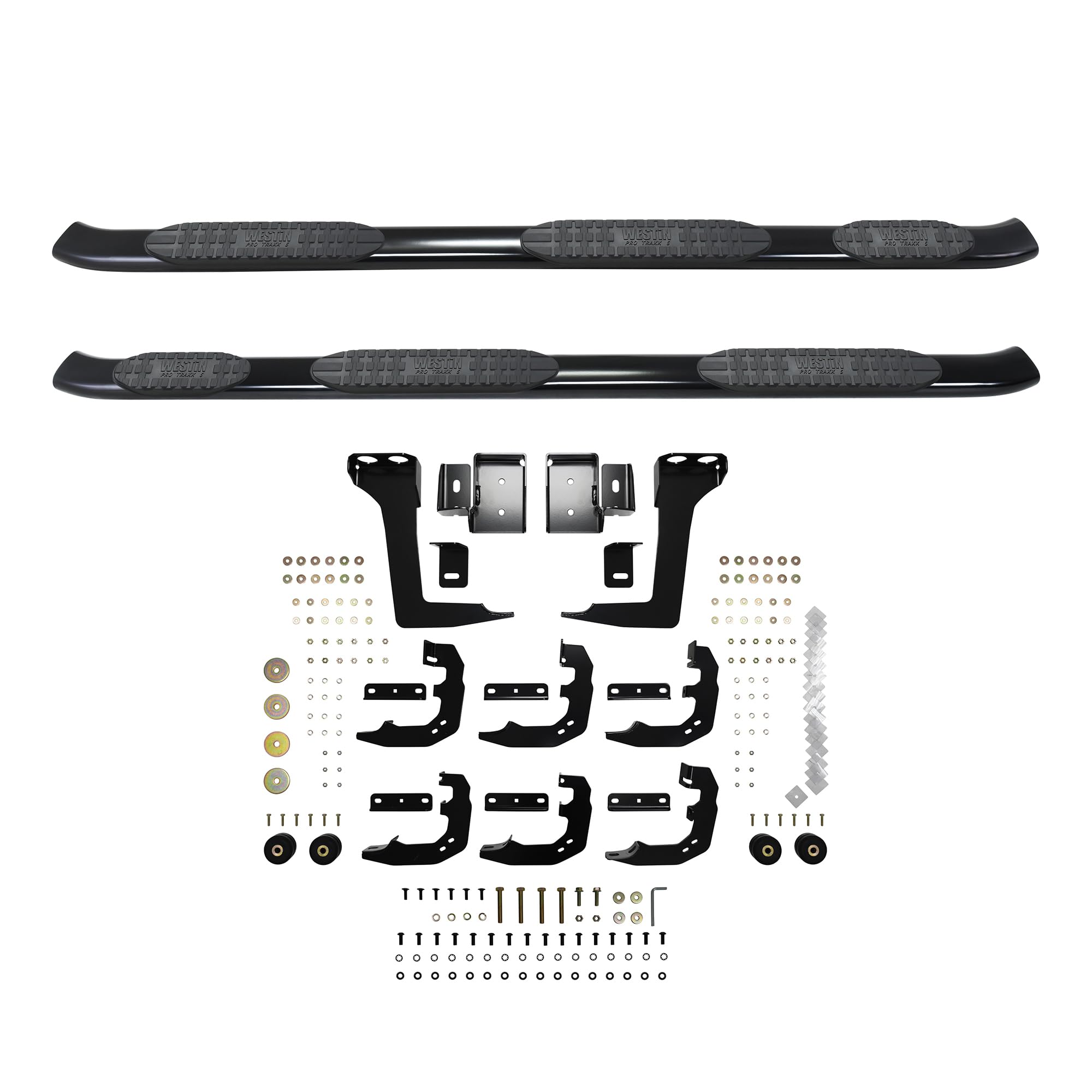 Westin PRO TRAXX 5 Oval Wheel to Wheel Nerf Bars fits 2019-2025 Ram 1500 6'5" Quad Cab Bed (Exc 1500 Classic) Black Pair