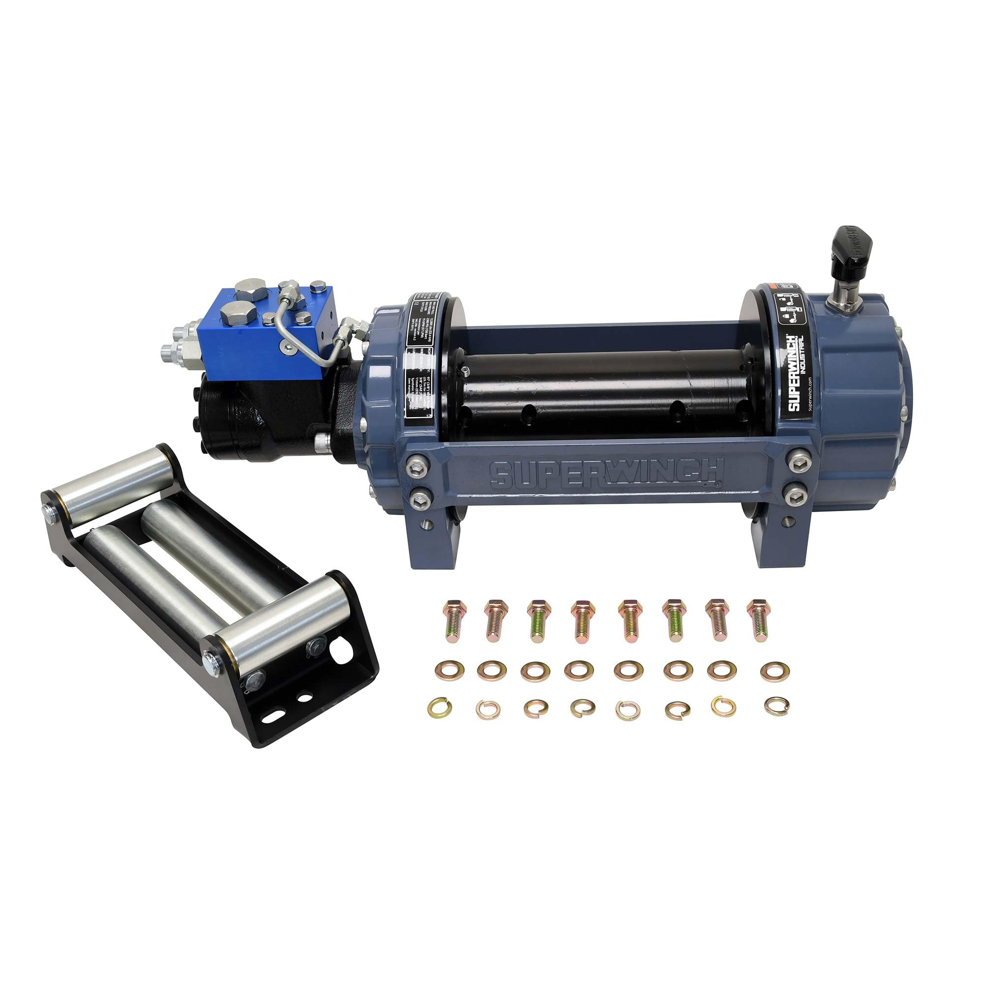 S100430 Superwinch Industrial SI Standard Drum Hydraulic Winch 12000lb (5443kg) Single Line Pull with Roller Fairlead