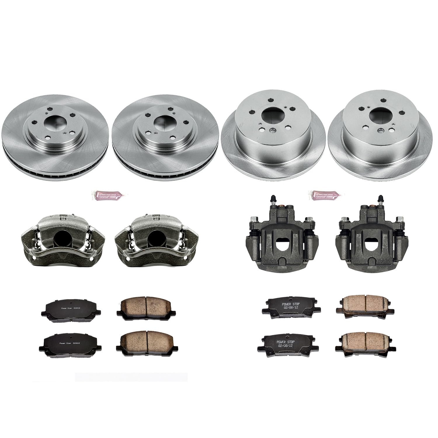 Power Stop KCOE4531 Stock Replacement Front and Rear Brake Kit (with Calipers) For Toyota Highlander 2004-2007 [Model Specific]