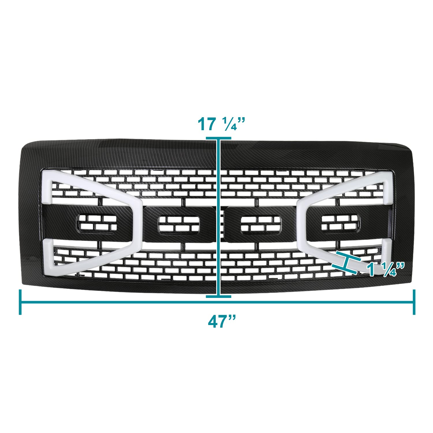 Carbon Fiber Look Spec-D Tuning Mesh Front Hood Grille w/LED Light Tubes Compatible with 2009-2014 Ford F-150