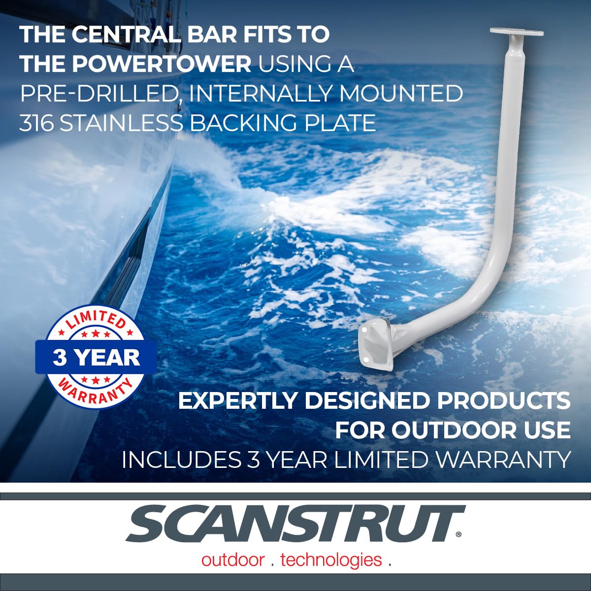 Forward Facing Scanstrut APT-F-LB-01 Aluminum Central Light Bar - White