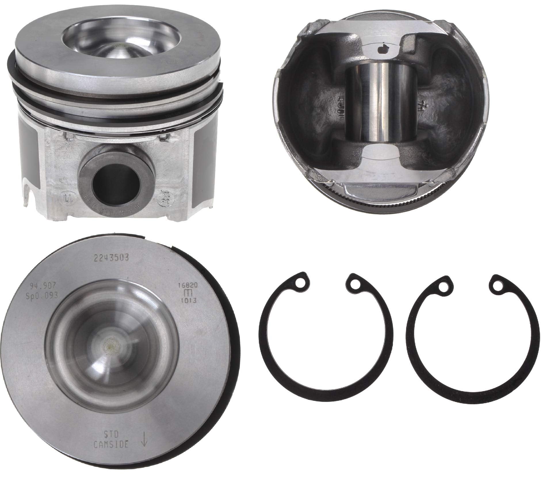 MAHLE Pistons set Coated with Rings Compadible with: 2003.5-2010 Ford 6.0 6.0L Diesel .020 Over Pistons set 8 Ford Powerstroke 03-10 MAHLE Clevite