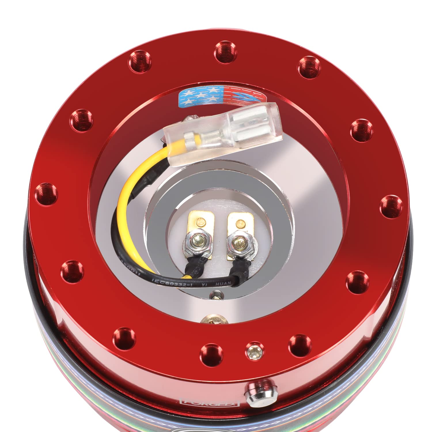 NRG Innovations Steering Wheel Gen 2.0 Quick Release Adapter 6-HOLE with Mounting Bolts, Quick Release - Red Body/Mexicali ring with Prisma Collab, NRG-SRK-200RD-MEXICALI