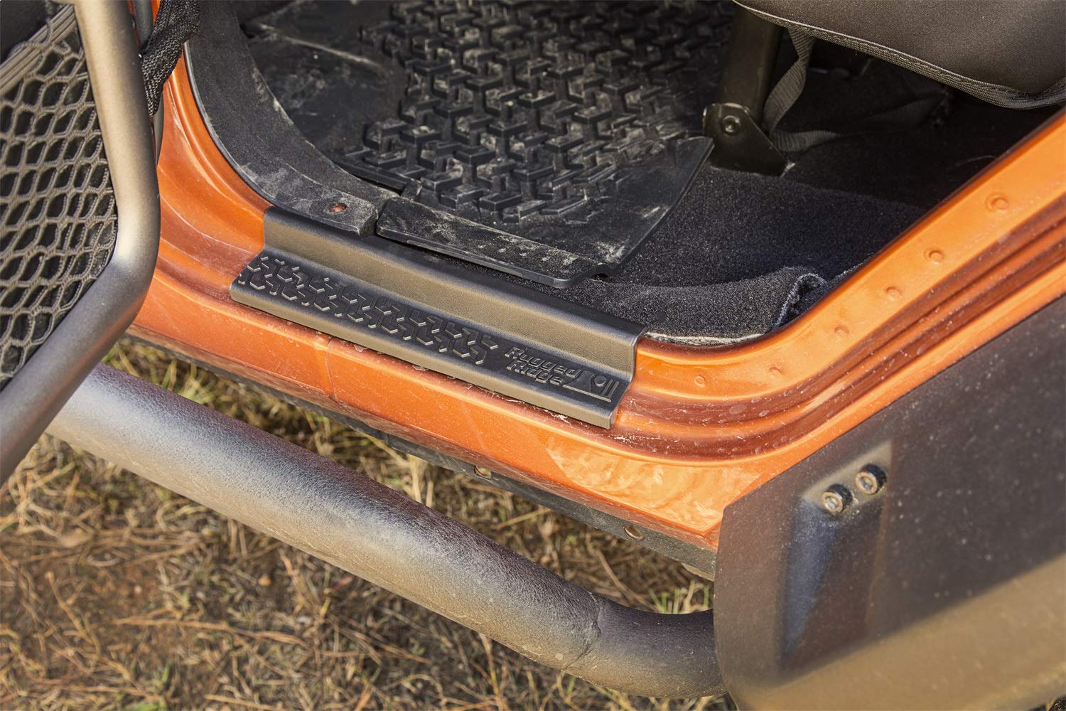 All-Terrain Rugged Ridge Entry Guards for Jeep Wrangler JKU | 4-Piece Set, No Drill | Black Thermoplastic | 11216.21 | Fits 2007-2018 Jeep Wrangler JKU 4-Door