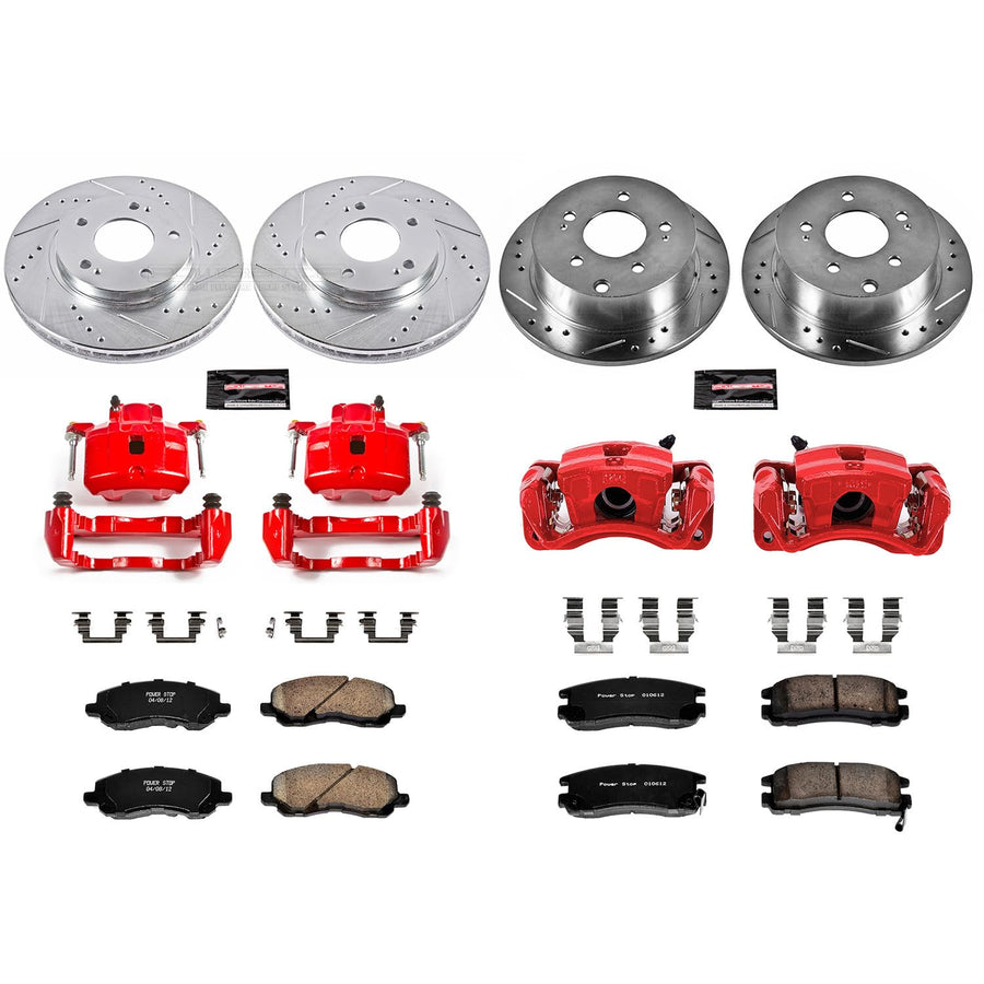 Power Stop Z23 Evolution Front and Rear Brake Caliper Kit- Brake Pads, Brake Rotors, Brake Calipers For Mitsubishi Galant 2004-2012 [Model Specific]