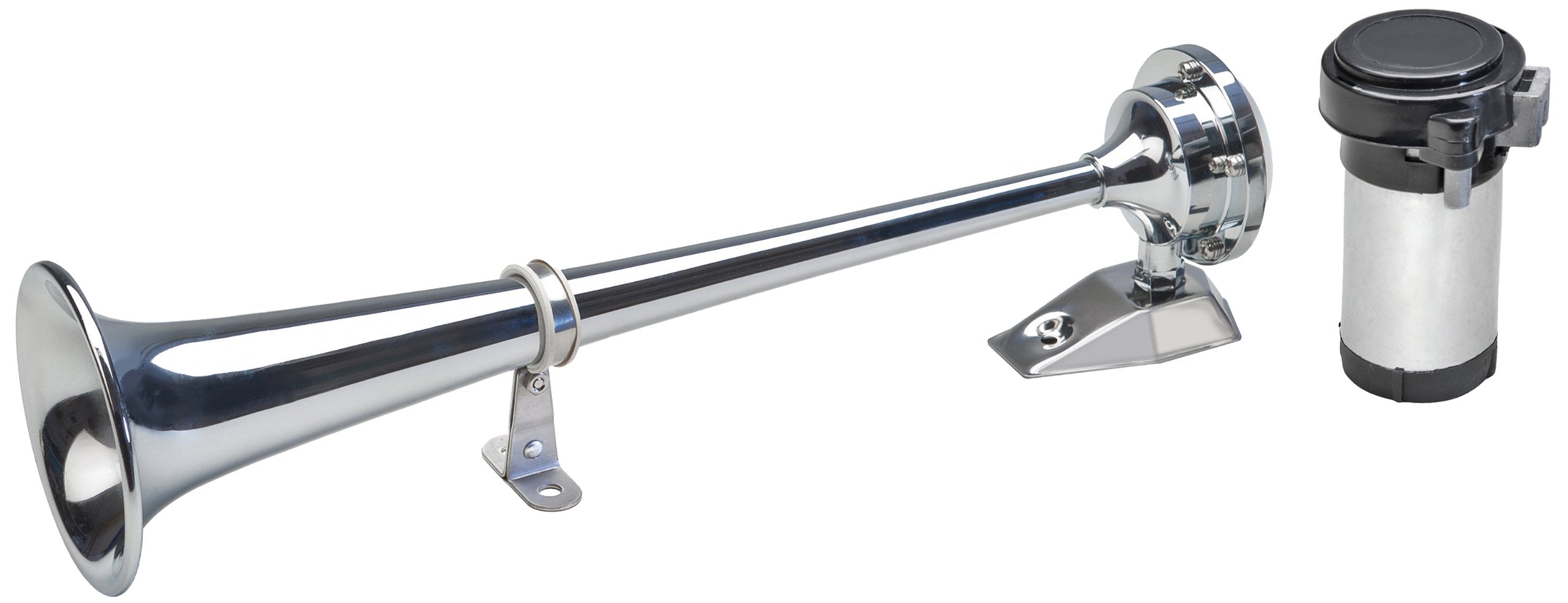 Sea Alert Wolo (140) Chrome Plated Trumpet Horn - 12 Volt, Low Tone