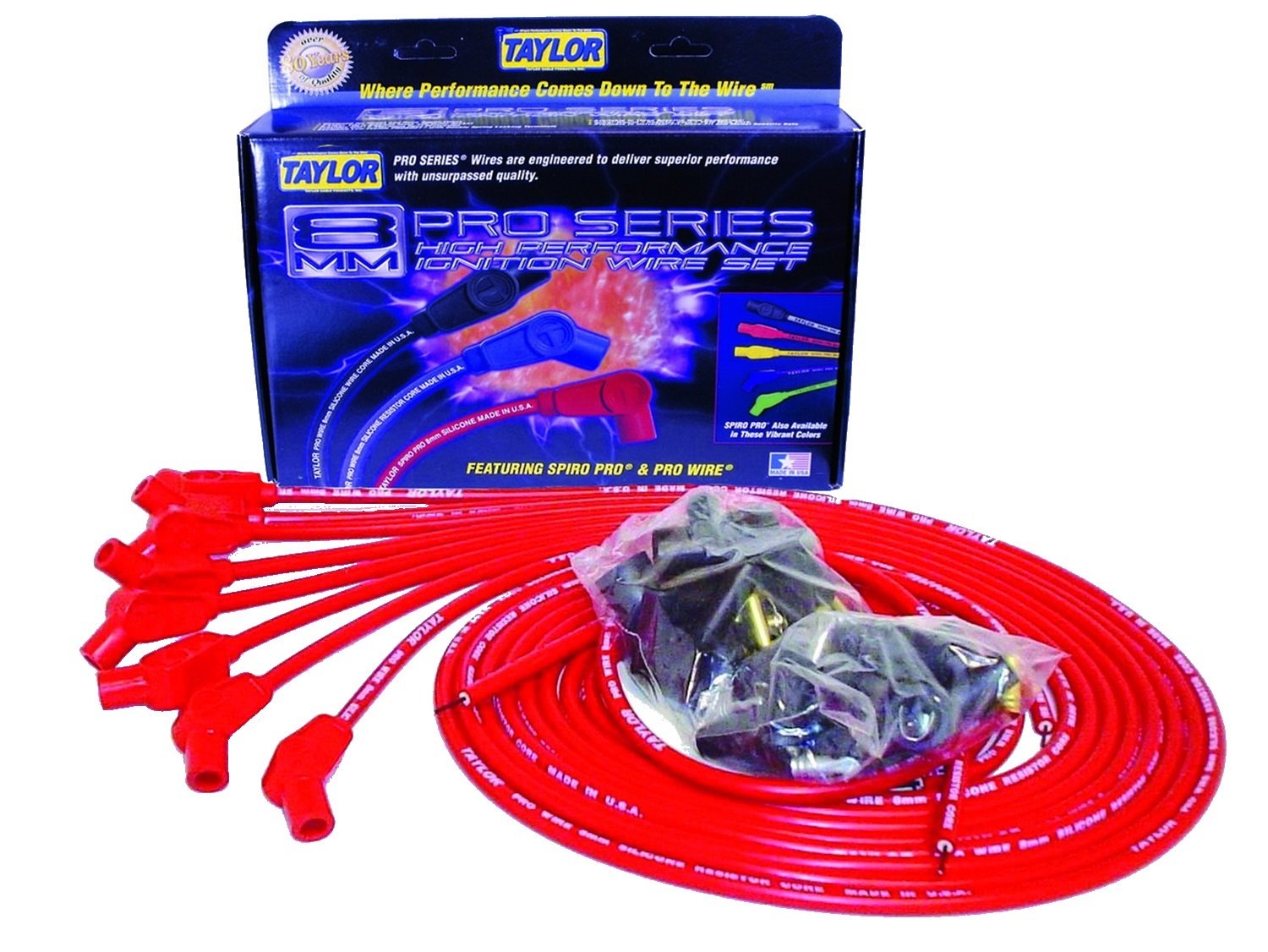 8mm Pro Wire Taylor Cable Red Spark Plug Wire Set 70253