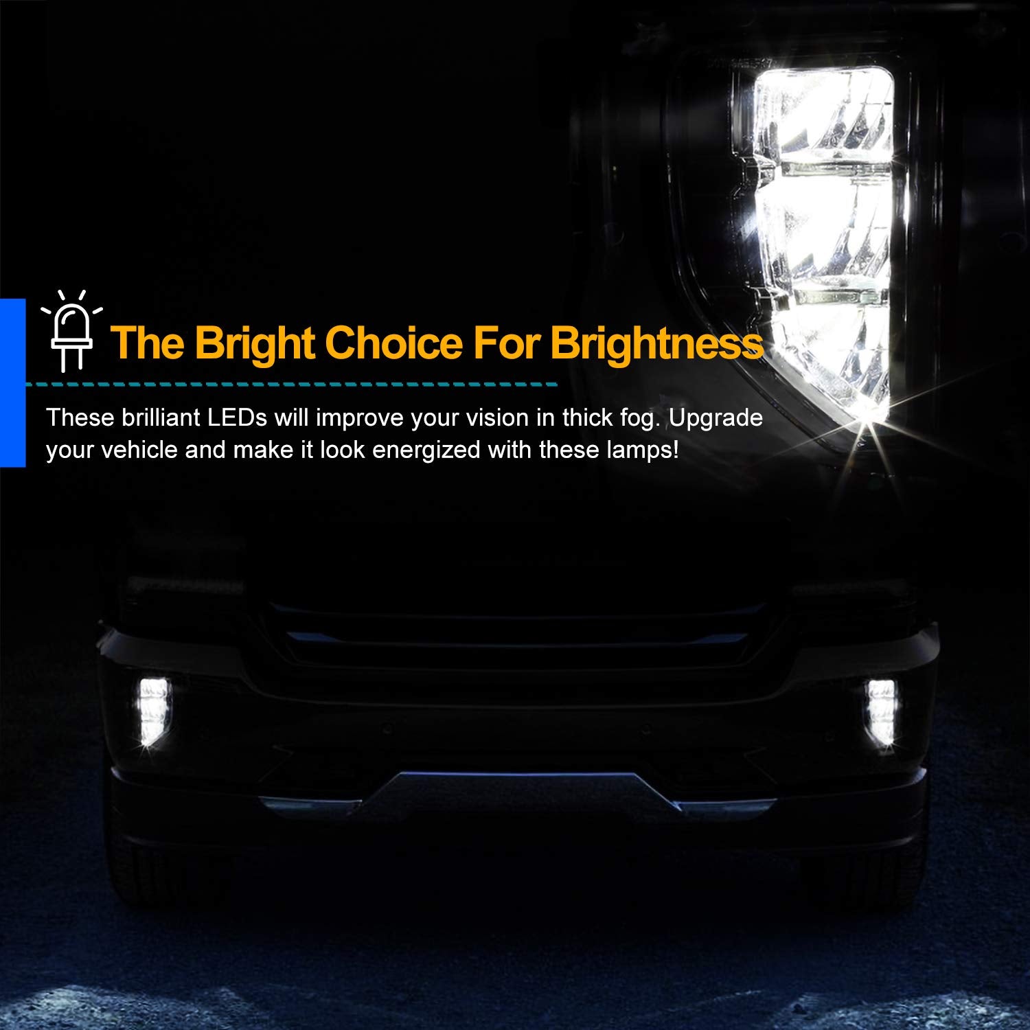Clear Lens SPEC-D TUNING LED Fog Lights +Built-In LED Bulbs+Switch Included Compatible with 2016-2018 Chevy Silverado 1500 L+R Pair Assembly