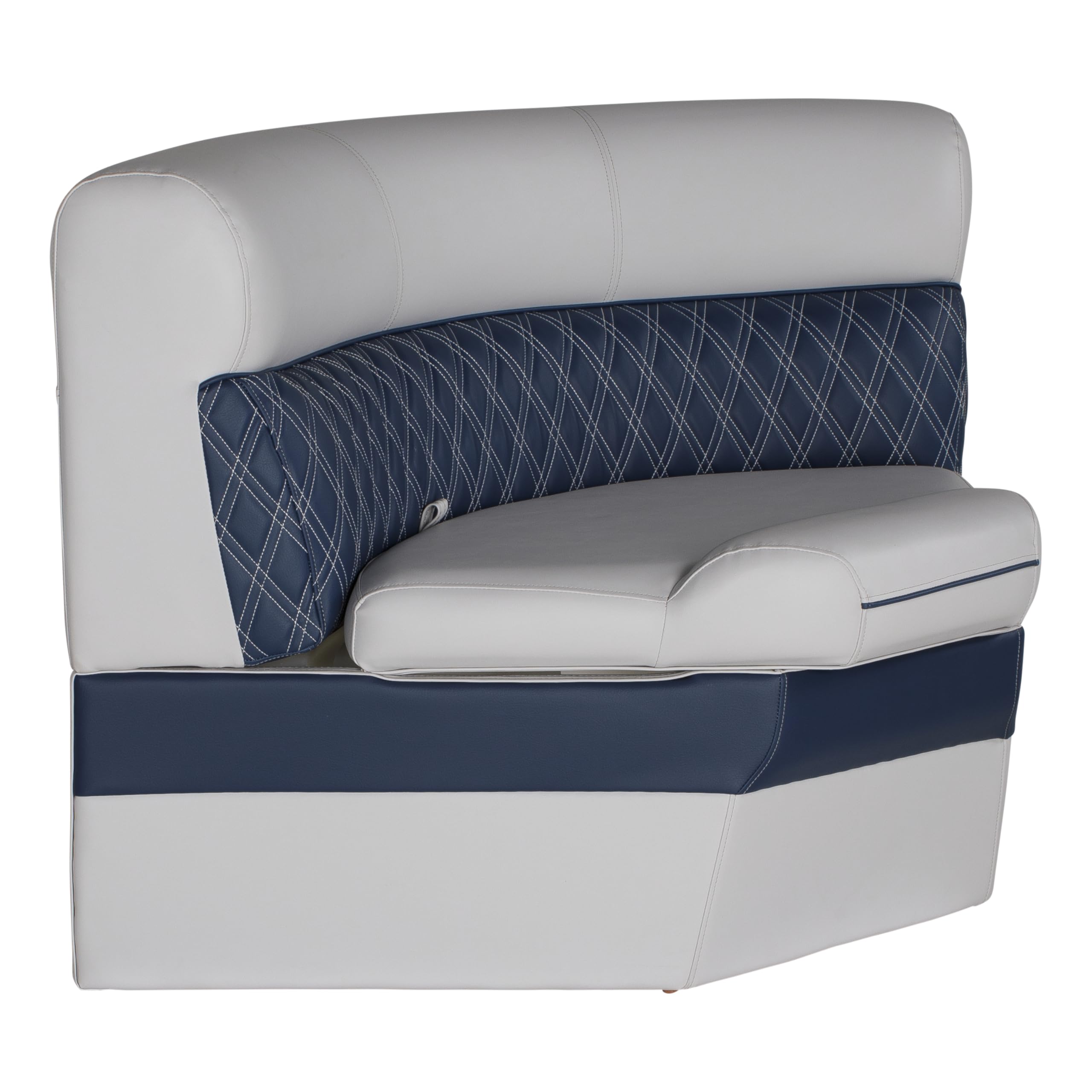 Lippert 36" Radius Corner Pontoon Seat Sunset Collection, Contoured Foam Cushioning, Durable Marine-Grade Vinyl, Built-In Dry Storage, Poly Frame, 49"L x 28"W x 30"H - 2024021322