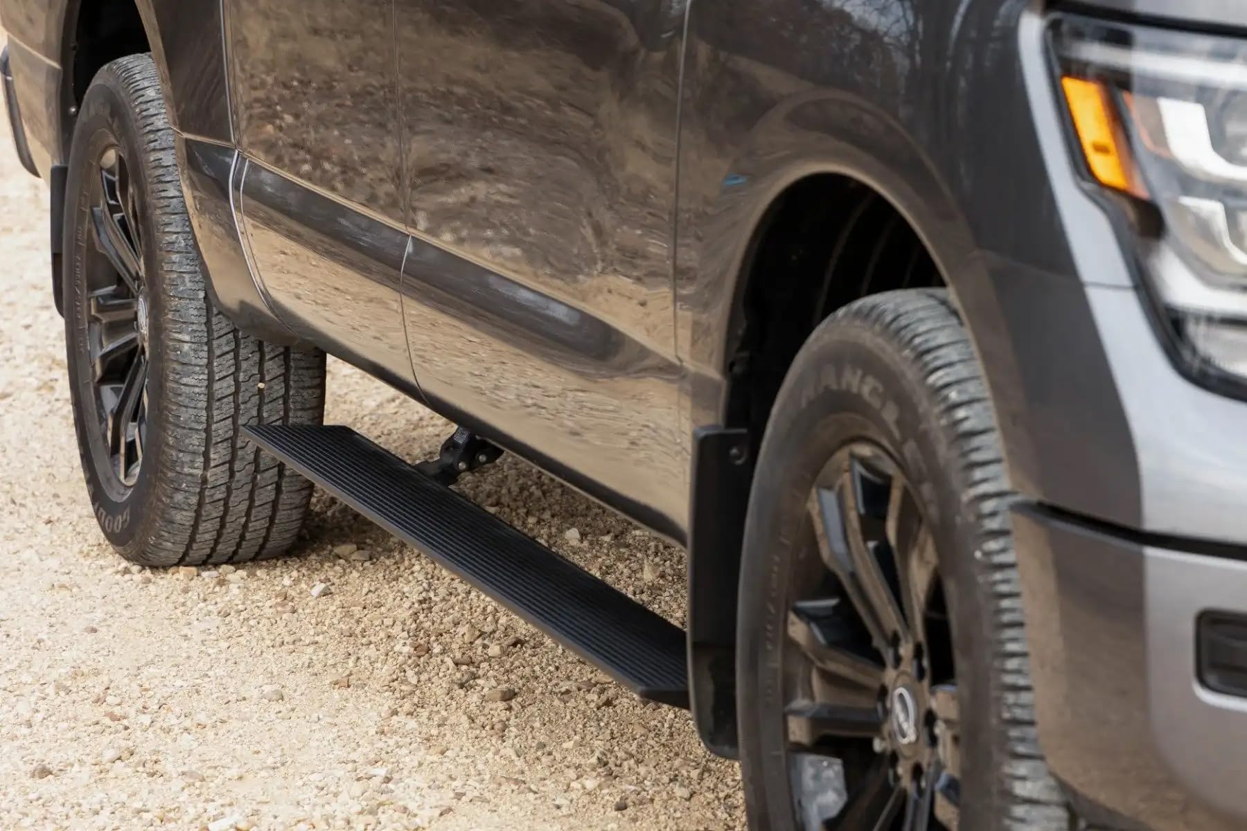 Rough Country Power Running Boards with LED Step Lights for Titan Nissan (2017-2024) - Dual Motor Electric Powerstep Board & Retractable Truck Steps