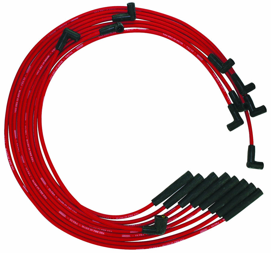 Moroso Ultra Series 52060 Red Spark Plug Wires, Mopar Chrysler 361/383/400/440, Straight Plug Ends, HEI Distributor