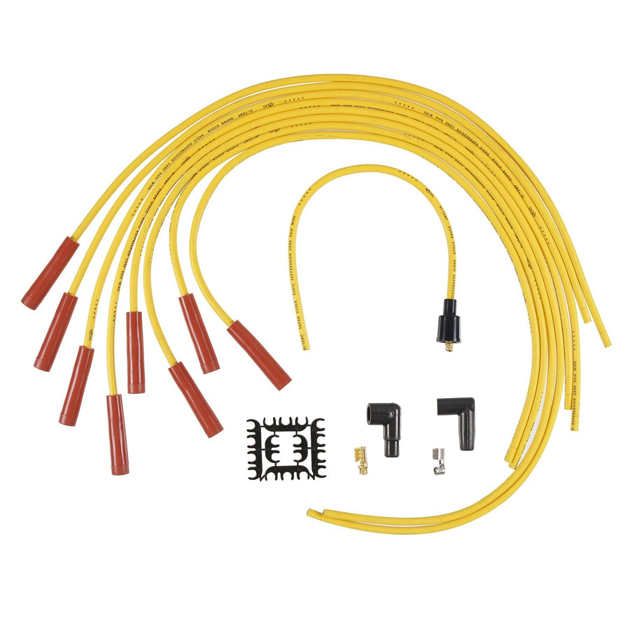 4040 ACCEL Spark Plug Wire Set - 8mm - Yellow with Orange Straight Boots