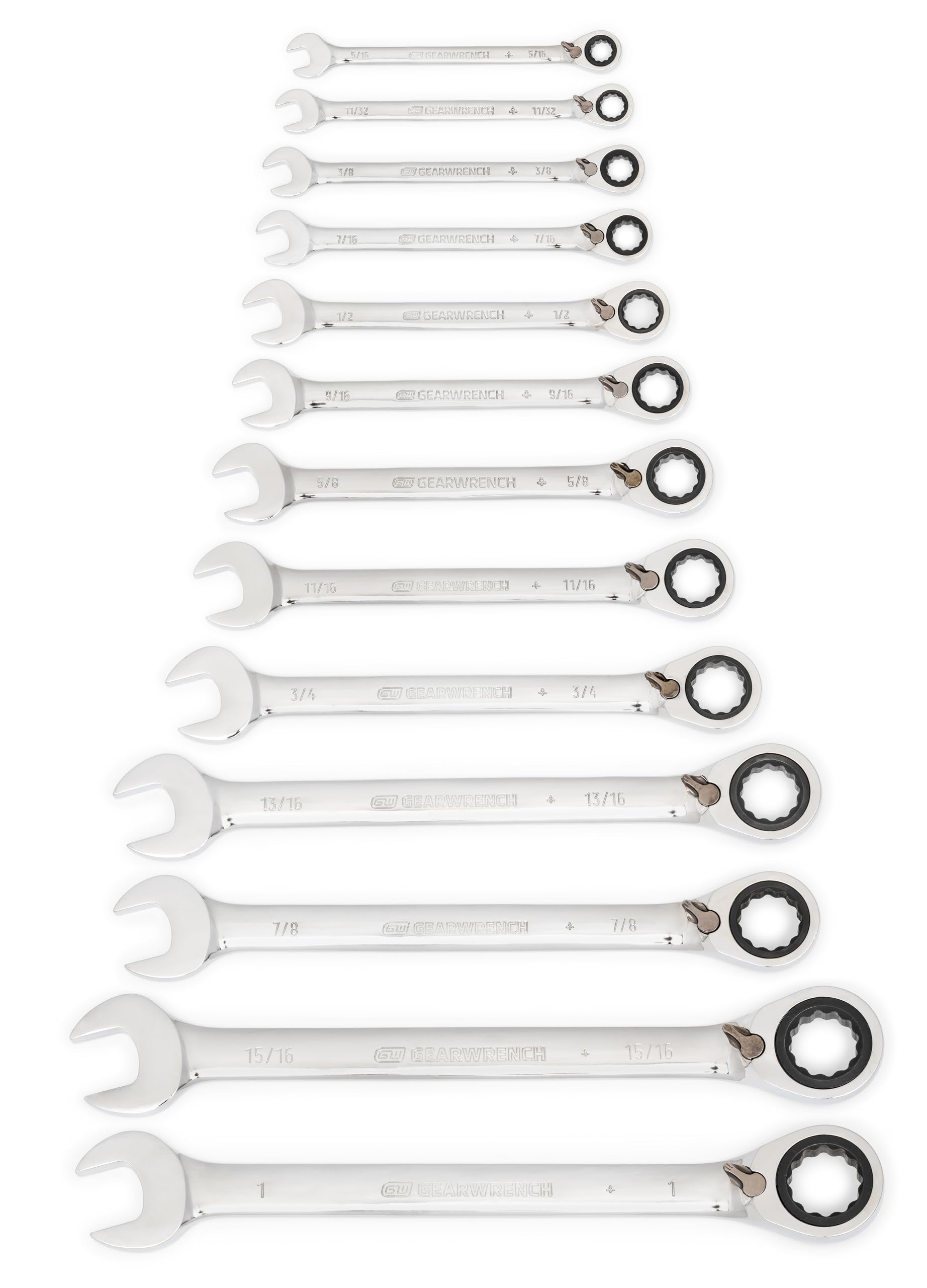 12 Pt. GEARWRENCH 13 Pc. Reversible Ratcheting Combination Wrench Set, SAE - 9509N
