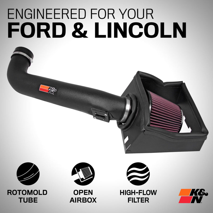 Cold Air Intake System K&N: High-Flow Air Filter, Increase Performance & Towing: Compatiable with 2007-2014 FORD/LINCOLN: Expedition, F150, F150 SVT Raptor, Navigator, 57-2575