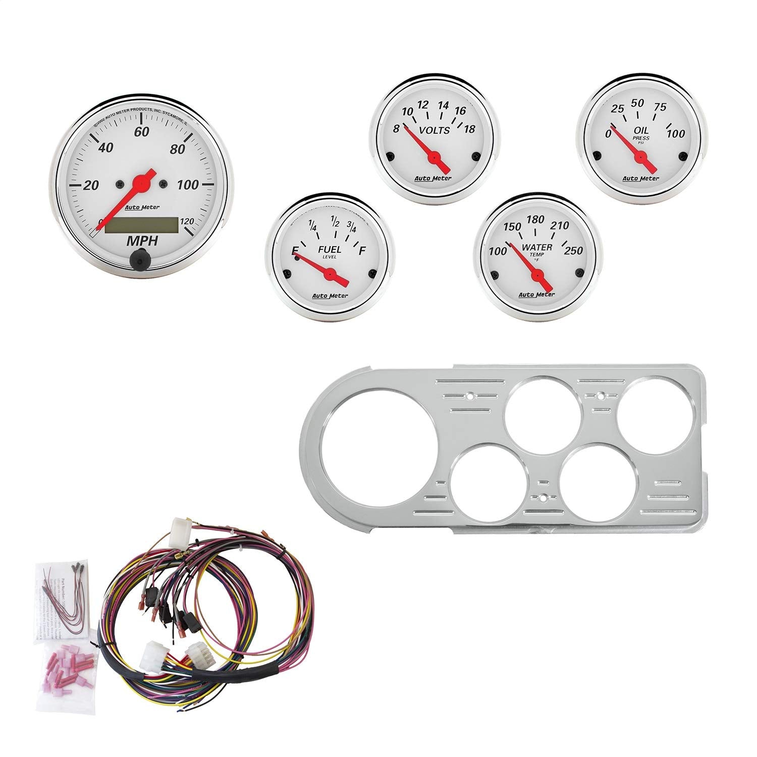 Gauge Kit AutoMeter 7046-AW, 5 Pc, Ford Truck 48-50, Mph/Fuel/Oilp/Wtmp/Bat, Aw