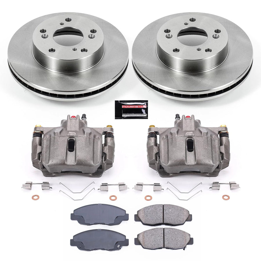 Power Stop KCOE6319 Replacement Autospeciality Front Caliper Kit- OE Rotors, Ceramic Brake Pads, Calipers For Honda Civic 2012-2015 [Model Specific]