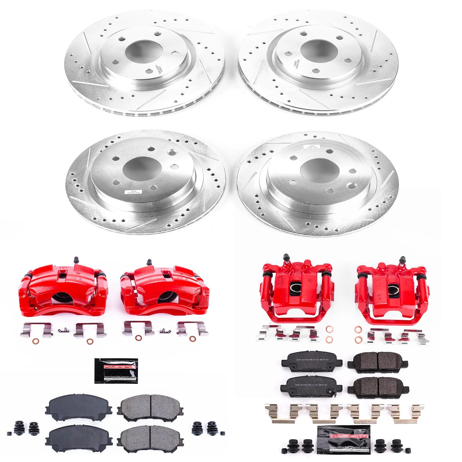 Power Stop Z23 Evolution Sport Front & Rear Brake Caliper Kit- Brake Pads, Brake Rotors and Brake Calipers