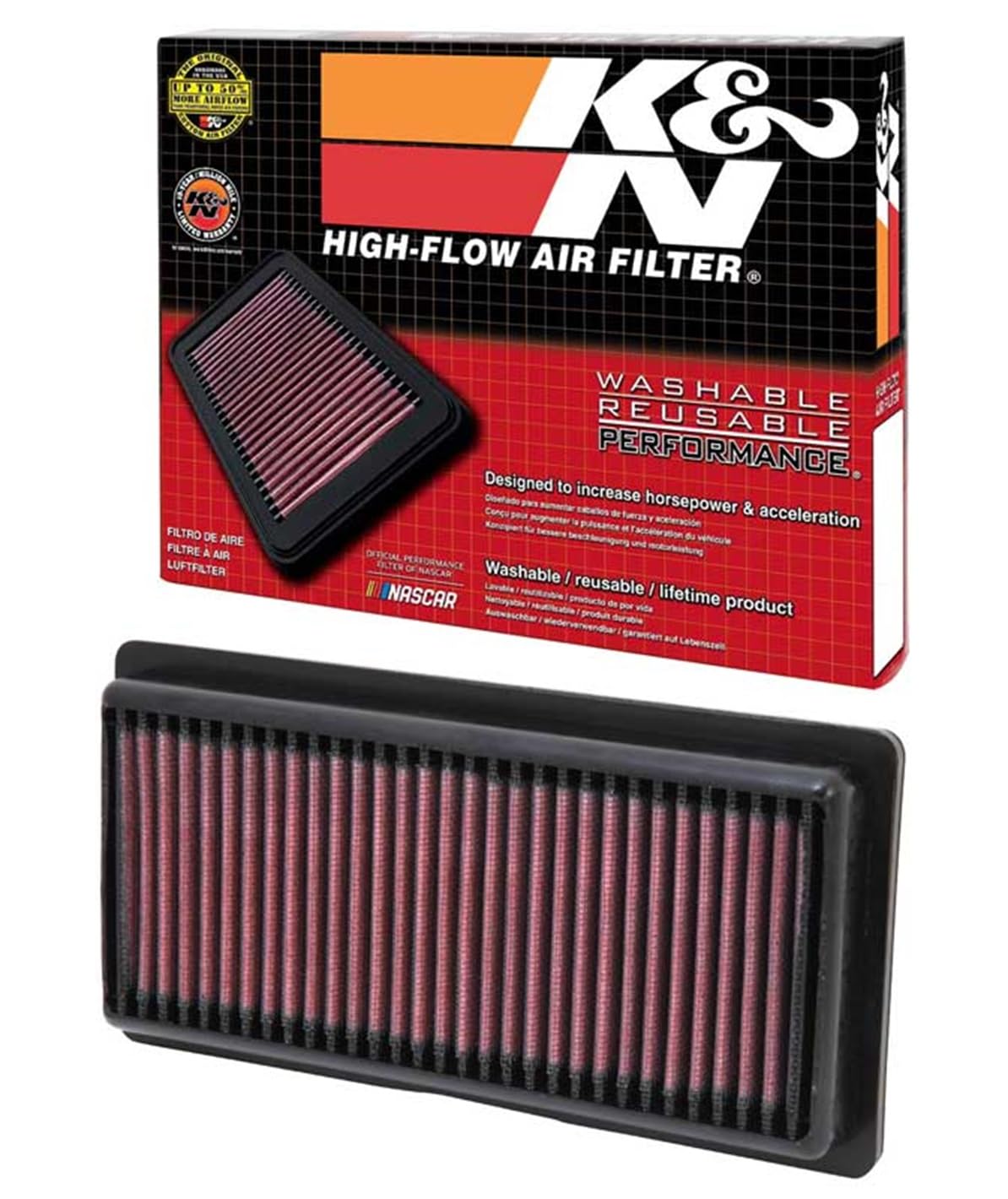 K&N Original High-Flow Lifetime Engine Air Filter: Increase Power: Premium, Washable: Compatible with 2011-2019 Nissan: march, Micra, Note, Versa, 33-2479