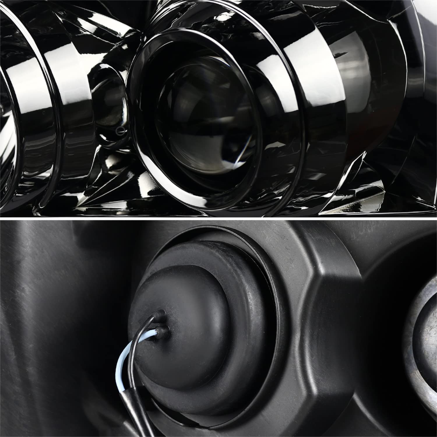 Smoke LED Light Bar Projector Headlights SPEC-D TUNING Compatible with 2007-2014 Chevy Avalanche, Tahoe, Suburban, Left + Right Pair Headlamps Assembly