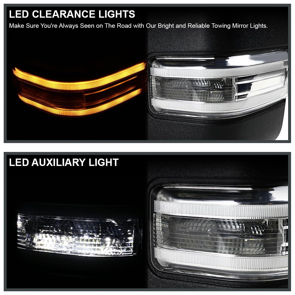 Spec-D Tuning Sequential Power Heated LED Signal Tow Mirrors Compatible with 2015-2020 Ford F150 Left + Right Pair 8Pin & 22Pin